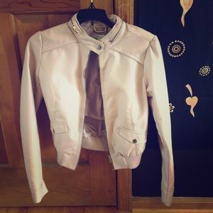 Fake leather light pink jacket